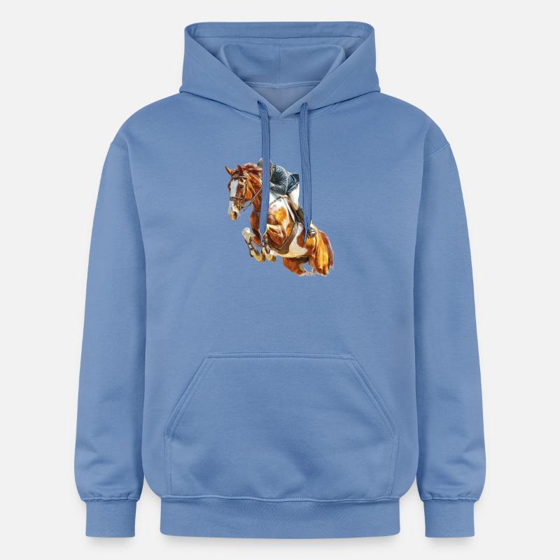 Cavalier au galop en saut - Sweat à capuche Softstyle® Gildan Unisexe - carolina blue