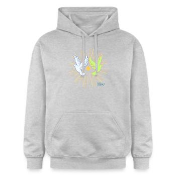 Colombes au lever du soleil Graphique - Sweat à capuche Softstyle® Gildan Unisexe - gris clair chiné - Devant - Liana (172cm) & Jaron (178cm)