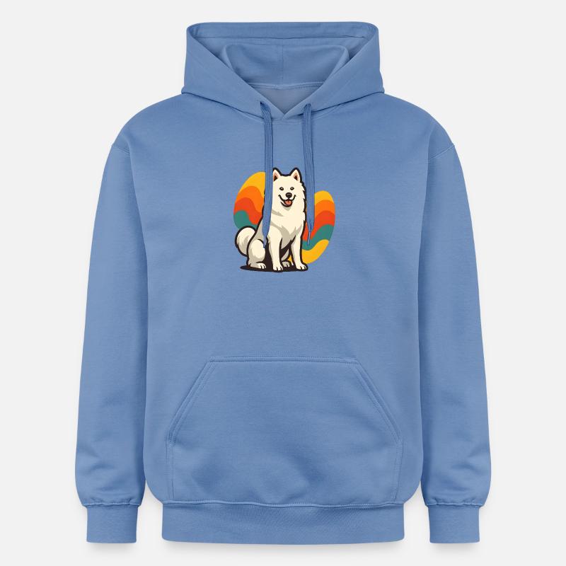 Chien Samoyède Prisme Retro Wave - Sweat à capuche Softstyle® Gildan Unisexe - carolina blue