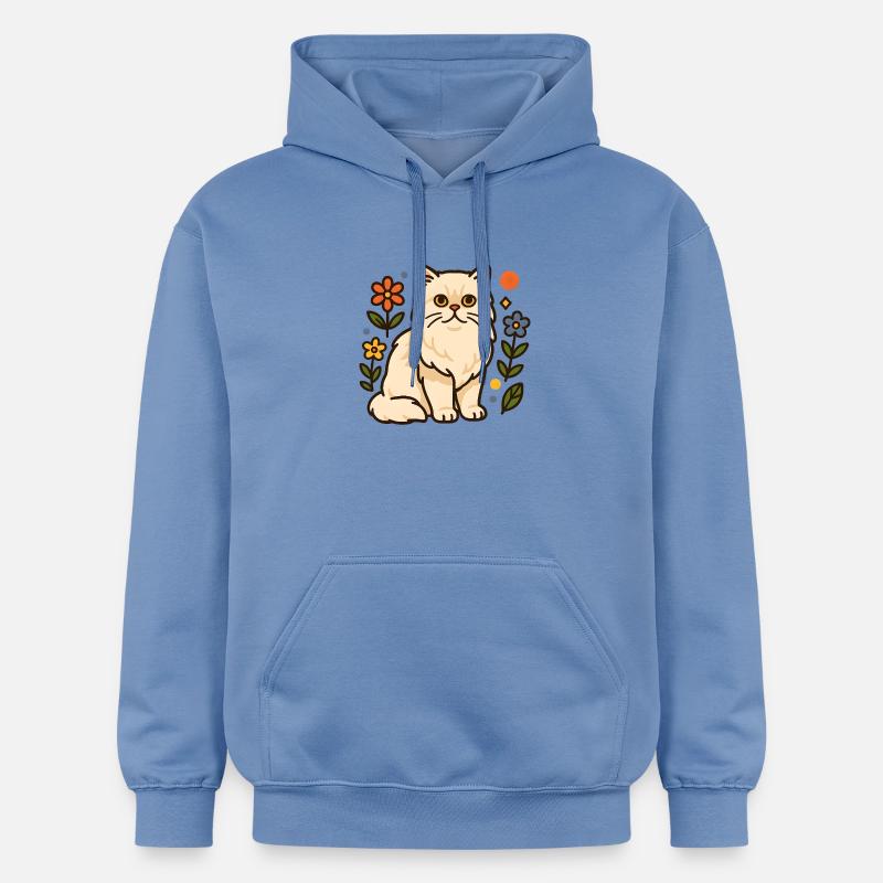 Chat persan en gloire florale - Sweat à capuche Softstyle® Gildan Unisexe - carolina blue