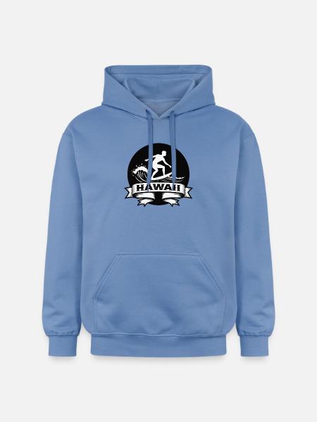 Surfer Hawaii Wave Banner - Gildan Unisex Softstyle® Midweight Hoodie - carolina blue