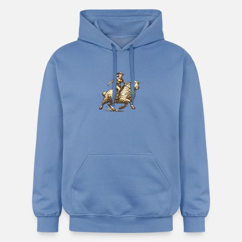 Cavalier de l’Ouest sur des moutons - Sweat à capuche Softstyle® Gildan Unisexe - carolina blue