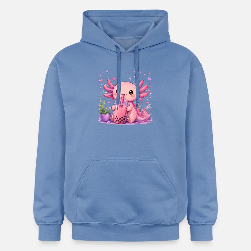Axolot rose avec bubble tea - Sweat à capuche Softstyle® Gildan Unisexe - carolina blue