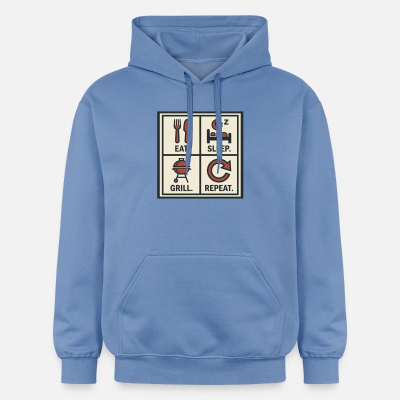 Manger Dormir Griller Recommencer Barbecue - Sweat à capuche Softstyle® Gildan Unisexe - carolina blue