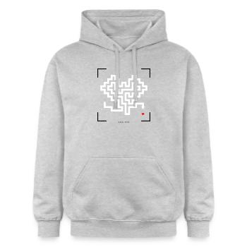 Serpent rétro - Sweat à capuche Softstyle® Gildan Unisexe - gris clair chiné - Devant - Liana (172cm) & Jaron (178cm)