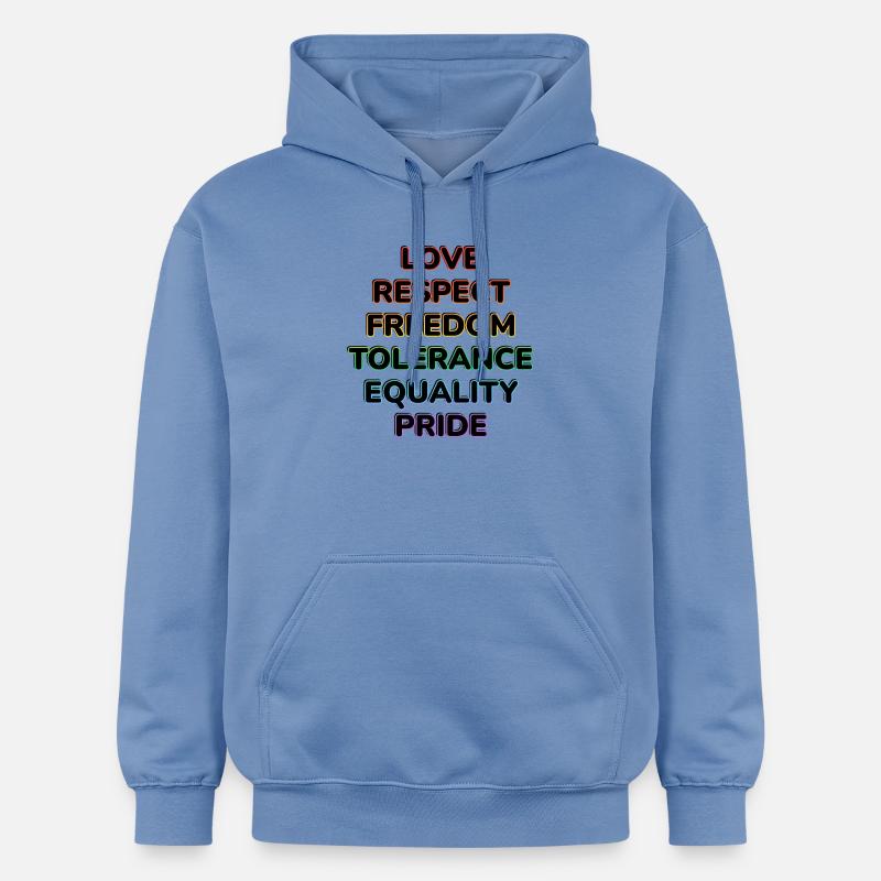 Fierté néon : Amour Respect Liberté - Sweat à capuche Softstyle® Gildan Unisexe - carolina blue