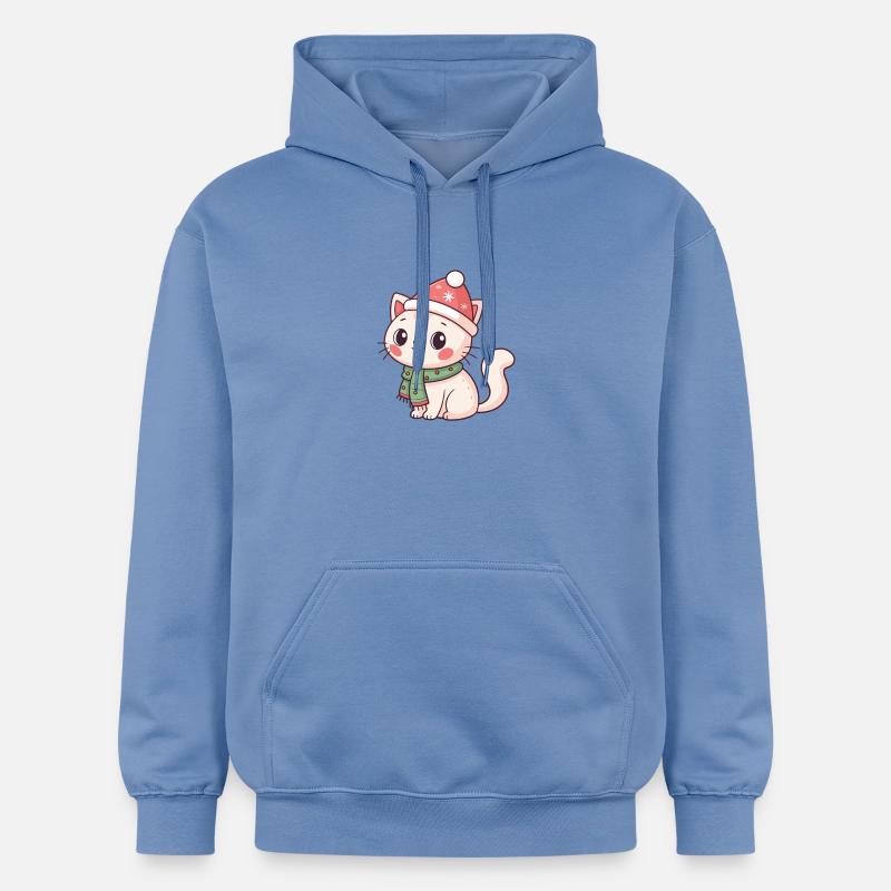 Chaton Noël avec bonnet rouge - Sweat à capuche Softstyle® Gildan Unisexe - carolina blue