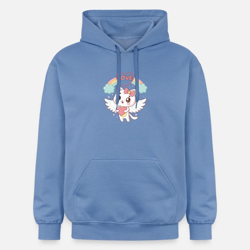 Chat ailé Arc en Ciel Amour - Sweat à capuche Softstyle® Gildan Unisexe - carolina blue