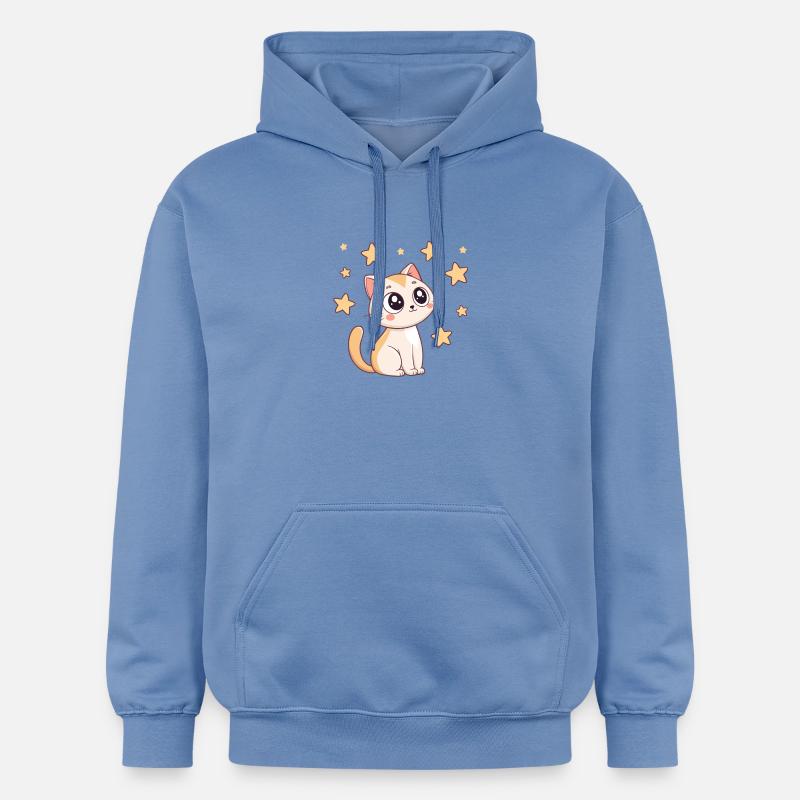 Chat étoilé kawaii - Sweat à capuche Softstyle® Gildan Unisexe - carolina blue