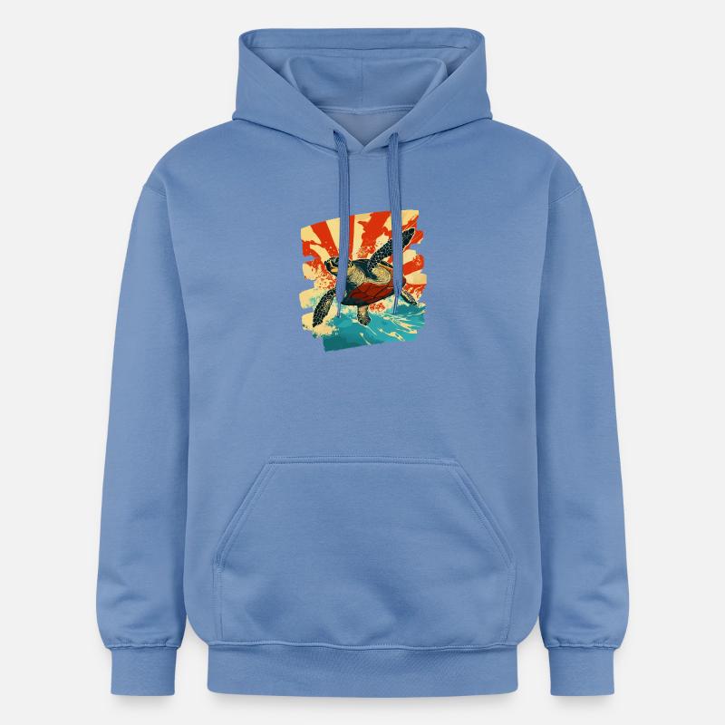 Tortue de mer rétro - Sweat à capuche Softstyle® Gildan Unisexe - carolina blue
