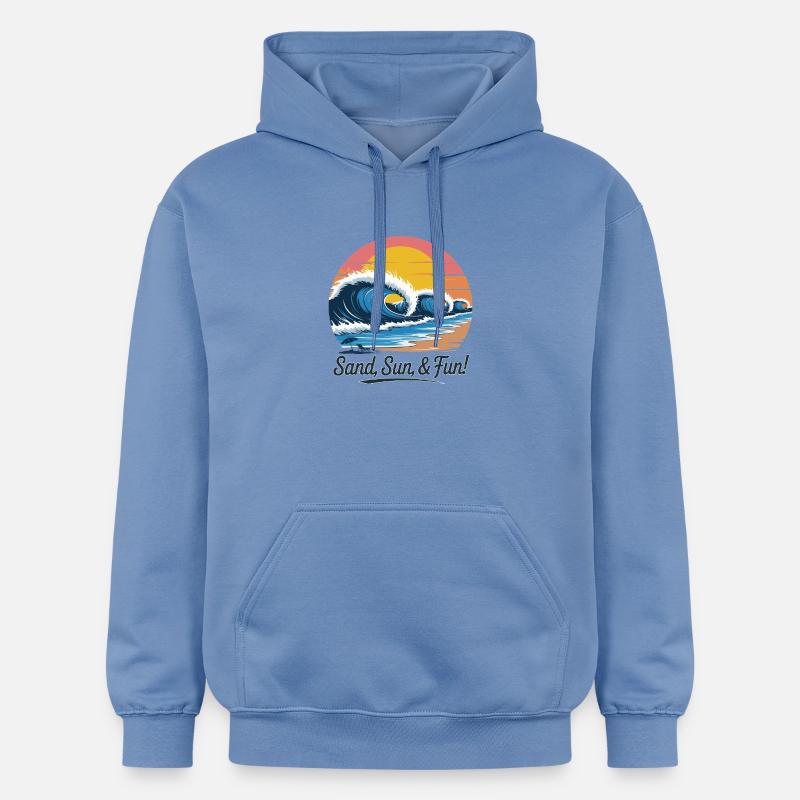 Plage rétro vague coucher de soleil - Sweat à capuche Softstyle® Gildan Unisexe - carolina blue