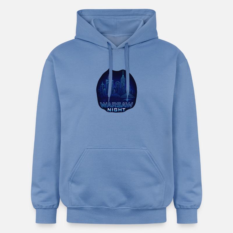 Nuit de Varsovie – Skyline Design Pologne - Sweat à capuche Softstyle® Gildan Unisexe - carolina blue
