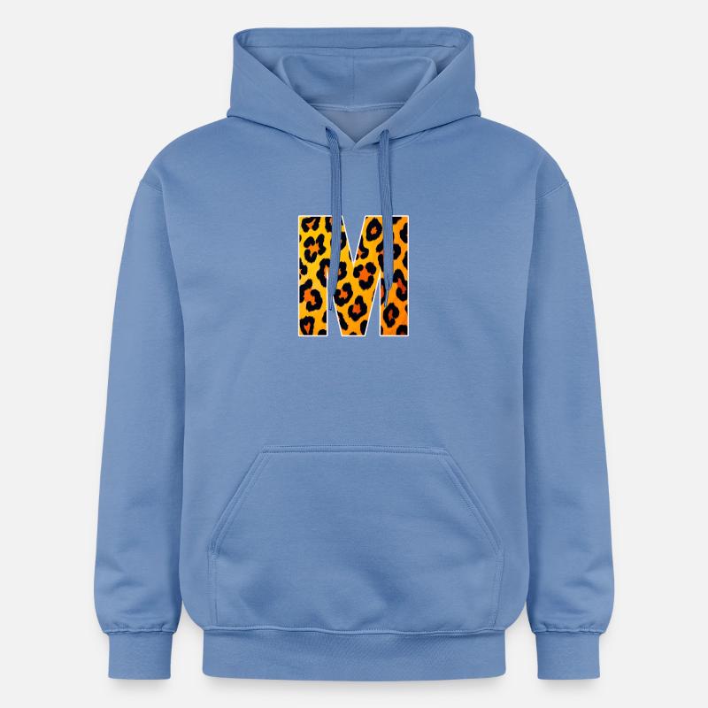 Lettre M du léopard - Sweat à capuche Softstyle® Gildan Unisexe - carolina blue