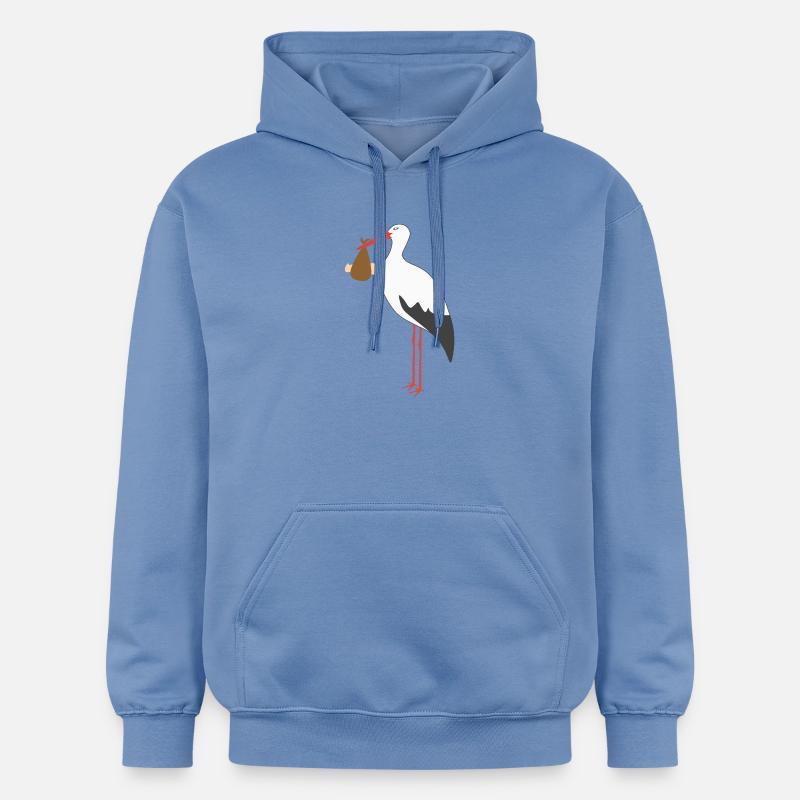Cigogne apportant un bébé - Sweat à capuche Softstyle® Gildan Unisexe - carolina blue