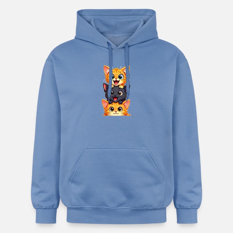 Trio de Chatons Joyeux Empilés - Sweat à capuche Softstyle® Gildan Unisexe - carolina blue