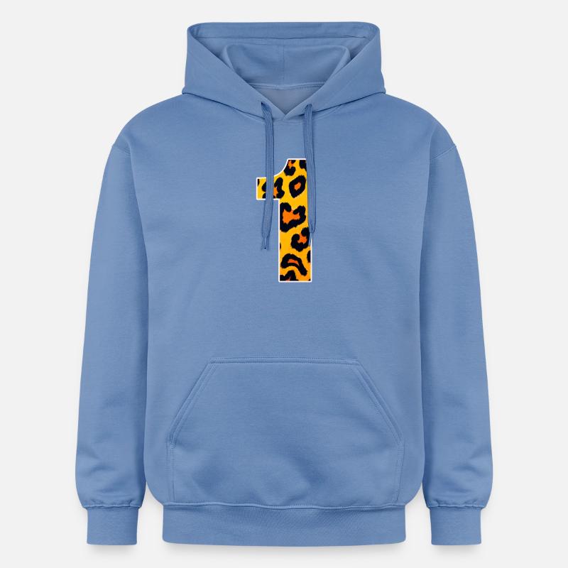 Imprimé léopard jaune-orangé - Sweat à capuche Softstyle® Gildan Unisexe - carolina blue