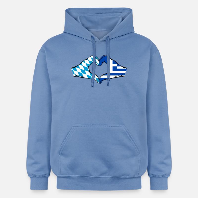 Bavière, Grèce, Drapeau, Aiguilles, Coeur - Sweat à capuche Softstyle® Gildan Unisexe - carolina blue