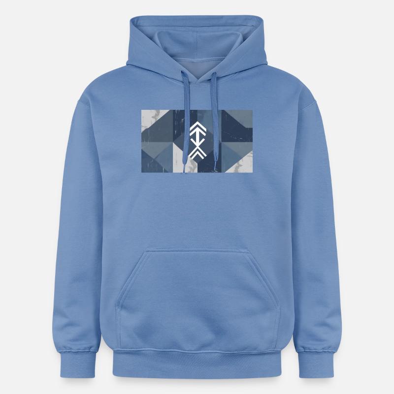 Geometric Blue Element Pattern - Gildan Unisex Softstyle® Midweight Hoodie - carolina blue