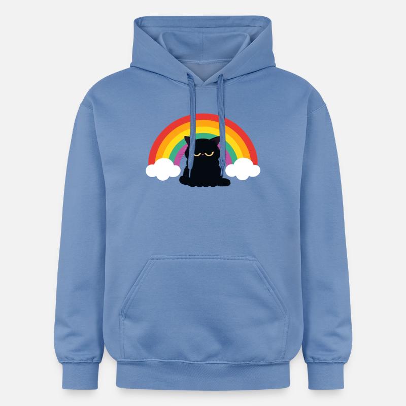 Mürrische Katze unterm Regenbogen - Sweat à capuche Softstyle® Gildan Unisexe - carolina blue