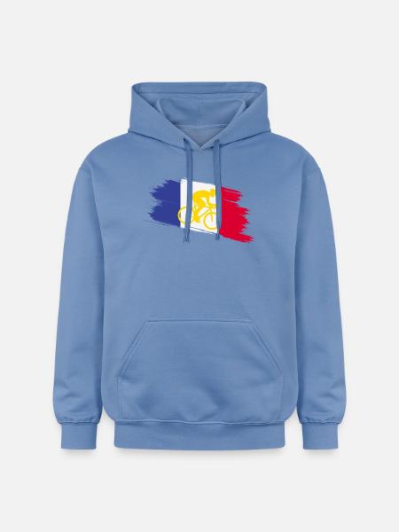 France Flag with Bicycle – Cycling Design - Gildan Unisex Softstyle® Midweight Hoodie - carolina blue