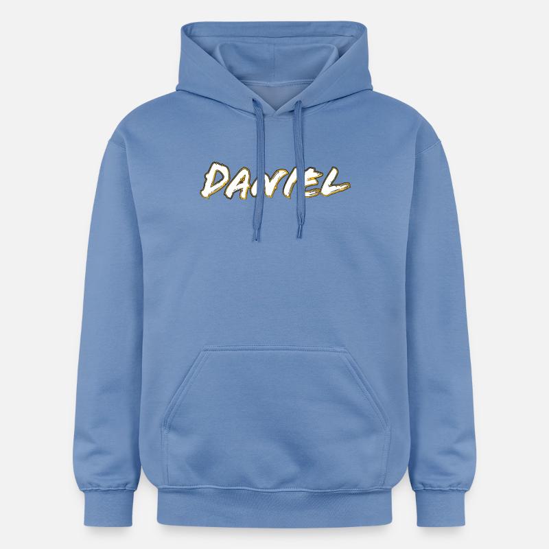 Profil doré du lettrage Daniel - Sweat à capuche Softstyle® Gildan Unisexe - carolina blue