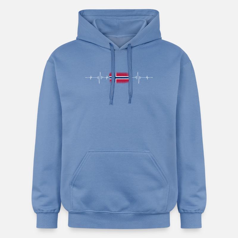 Drapeau norvégien Heartbeat Pulse - Sweat à capuche Softstyle® Gildan Unisexe - carolina blue