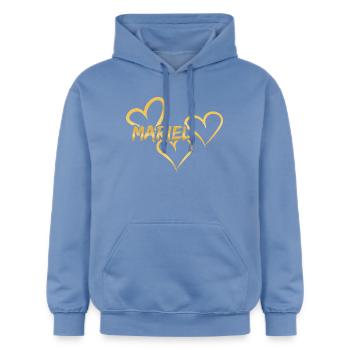 Gift for Mariel - Gildan Unisex Softstyle® Midweight Hoodie - carolina blue - Front - Liana (172cm) & Jaron (178cm)