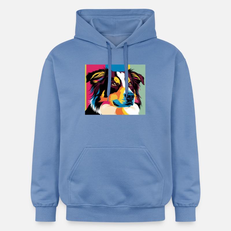 Portrait de chien pop coloré - Sweat à capuche Softstyle® Gildan Unisexe - carolina blue