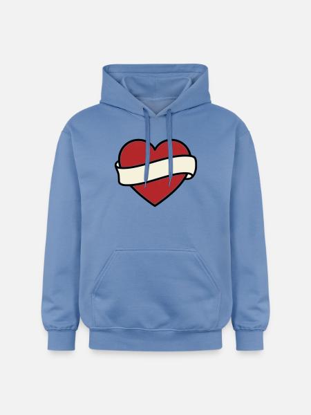 Tattoo Heart Banner Scroll Vector - Gildan Unisex Softstyle® Midweight Hoodie - carolina blue