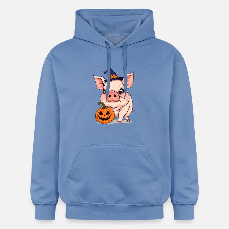 Cochon d'Halloween rapide avec citrouille - Sweat à capuche Softstyle® Gildan Unisexe - carolina blue