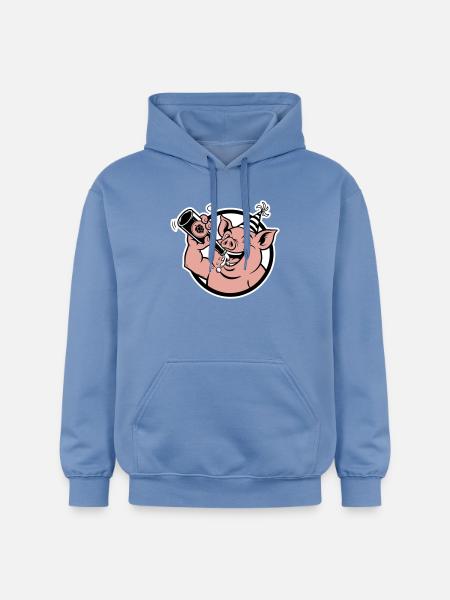 Cochon avec bouteille de célébration - Sweat à capuche Softstyle® Gildan Unisexe - carolina blue