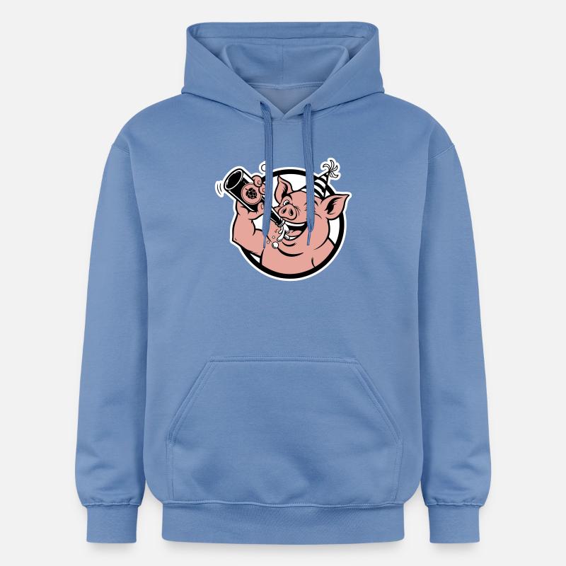 Cochon avec bouteille de célébration - Sweat à capuche Softstyle® Gildan Unisexe - carolina blue