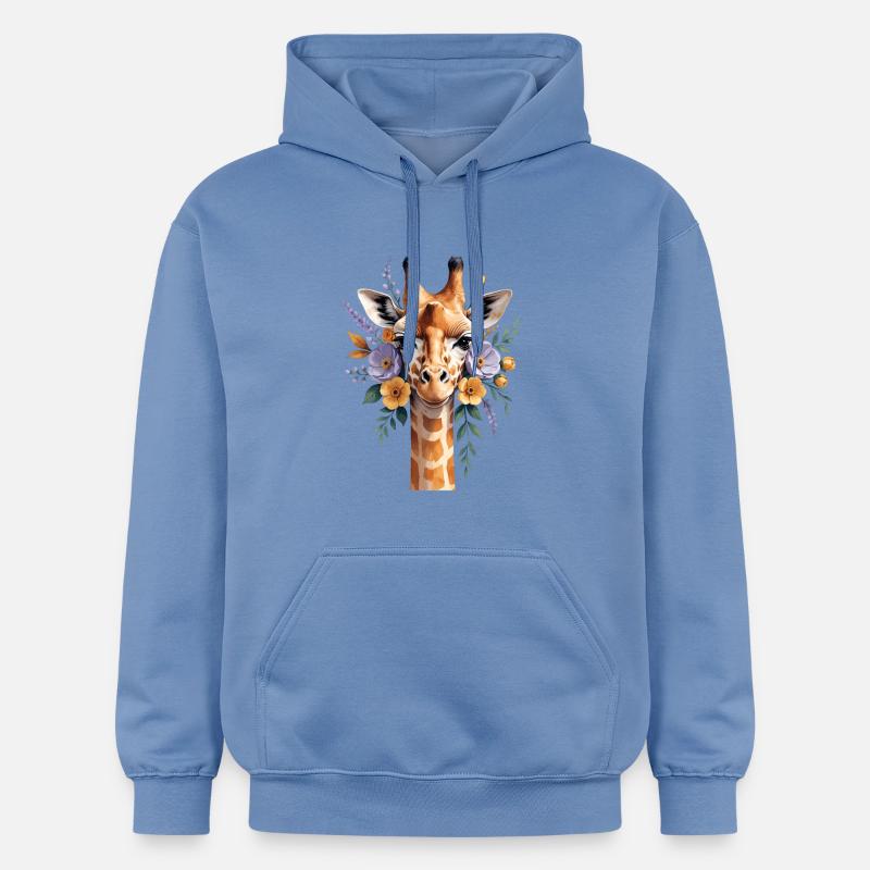 Girafe avec une couronne de fleurs - Sweat à capuche Softstyle® Gildan Unisexe - carolina blue