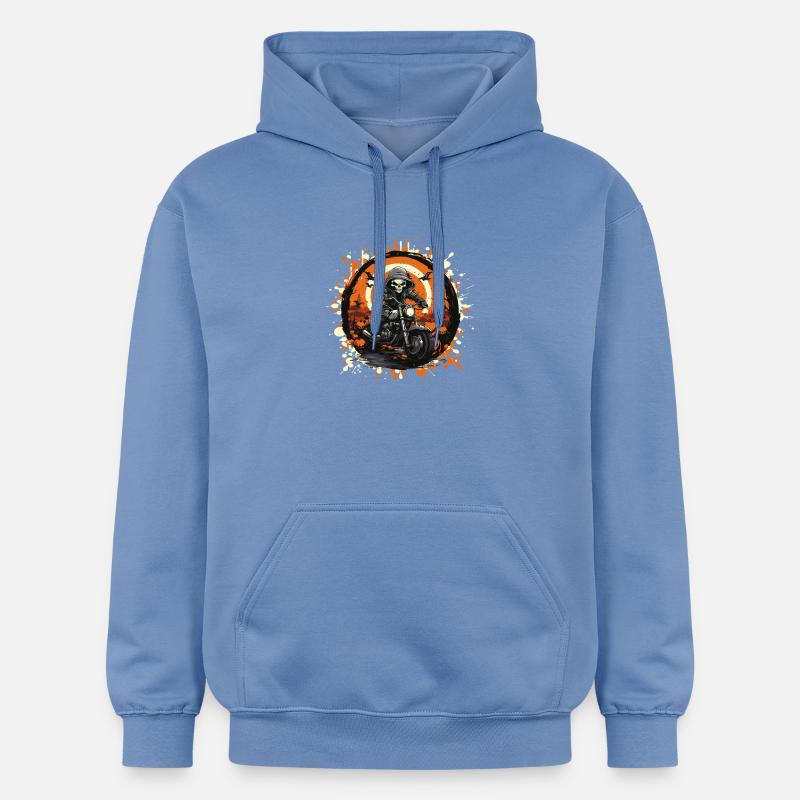Squelette motard dans l’anneau d’Halloween - Sweat à capuche Softstyle® Gildan Unisexe - carolina blue
