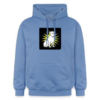 Cooler Hund im Punk Rock & Pop Art Stil - Gildan Unisex Softstyle® Midweight Hoodie - Carolina Blue - Vorne - Liana (172cm) & Jaron (178cm)