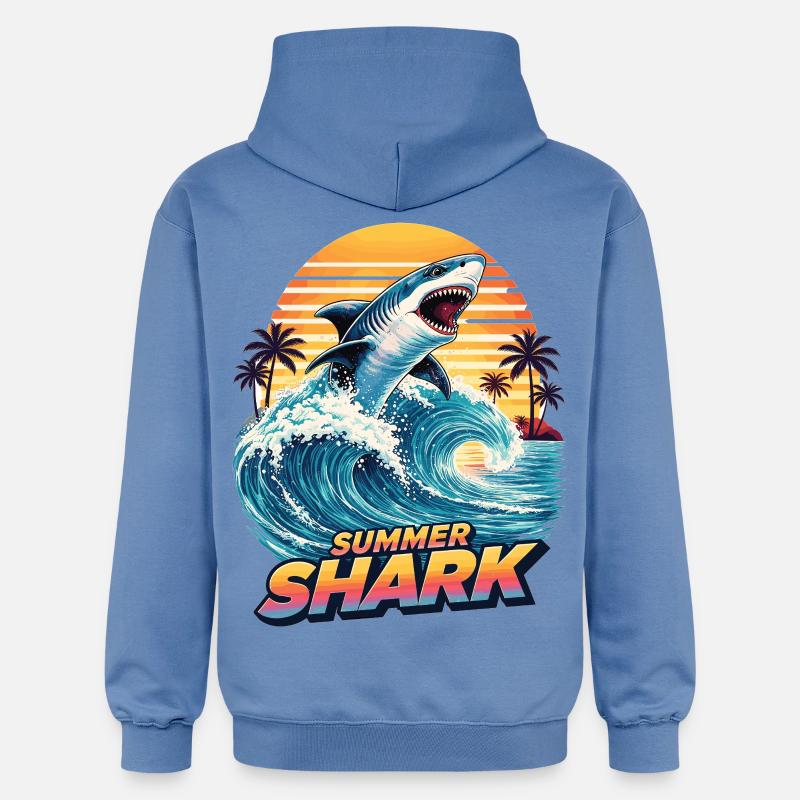Requin d’été - Sweat à capuche Softstyle® Gildan Unisexe - carolina blue