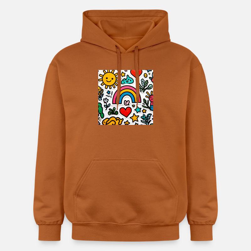 Joyeux doodle arc-en-ciel - Sweat à capuche Softstyle® Gildan Unisexe - Athletic Orange