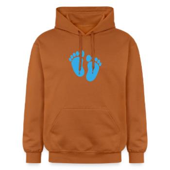 Pieds de bébé - Sweat à capuche Softstyle® Gildan Unisexe - Athletic Orange - Devant - Liana (172cm) & Jaron (178cm)