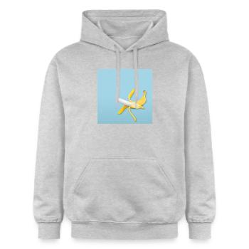 Banana Slip Funny Humor Design Minimal - Gildan Unisex Softstyle® Midweight Hoodie - Hellgrau meliert - Vorne - Liana (172cm) & Jaron (178cm)