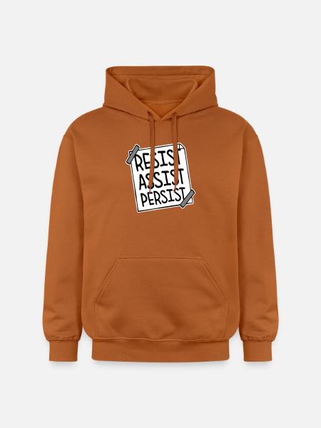 Resist Assist Persist Activism Motivation Logo - Gildan Unisex Softstyle® Midweight Hoodie - Athletic Orange