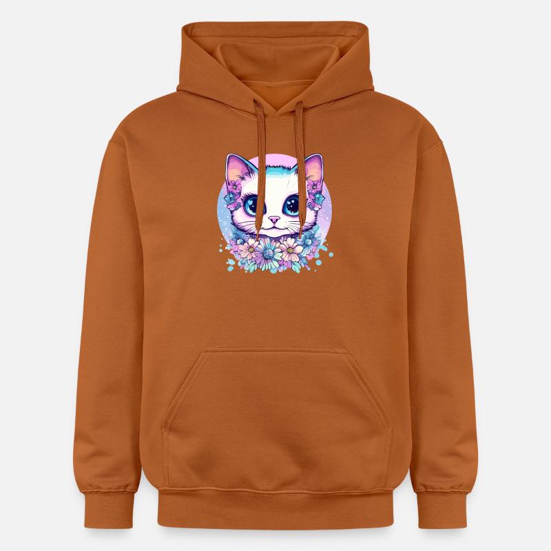 Chaton pastel avec couronne florale - Sweat à capuche Softstyle® Gildan Unisexe - Athletic Orange