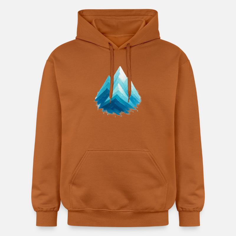 Sommets enneigés bleus aquarelle ski freeride - Sweat à capuche Softstyle® Gildan Unisexe - Athletic Orange
