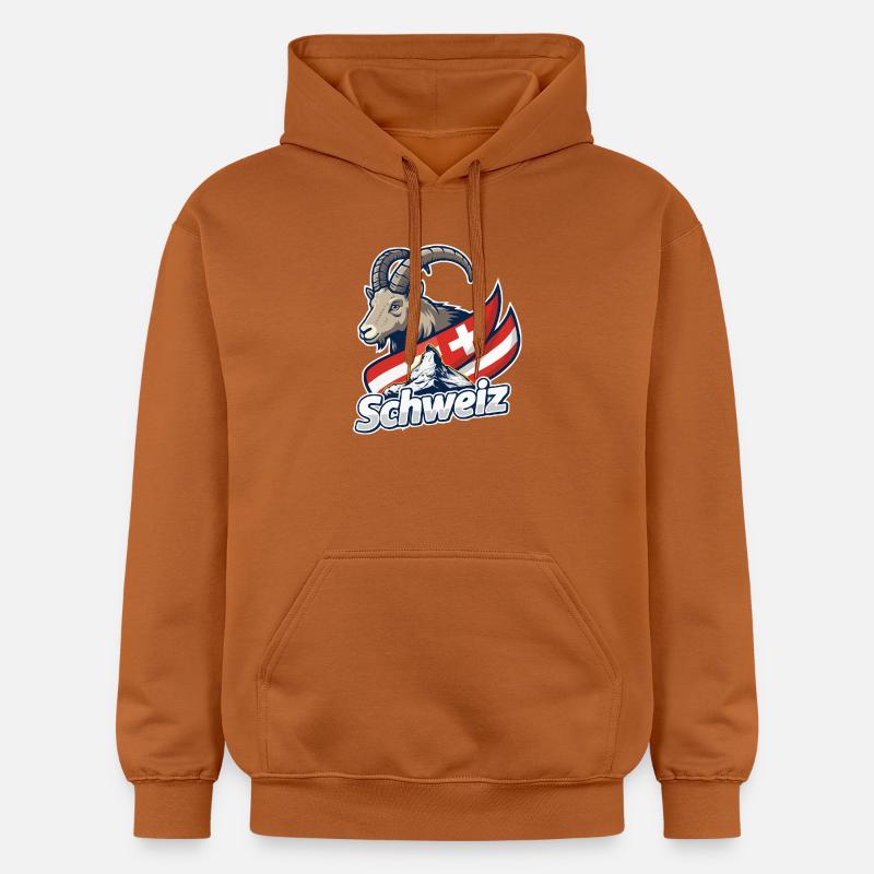 Bouquetin alpin avec drapeau suisse - Sweat à capuche Softstyle® Gildan Unisexe - Athletic Orange