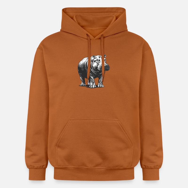 Hippo Line Style Noir & Blanc - Sweat à capuche Softstyle® Gildan Unisexe - Athletic Orange