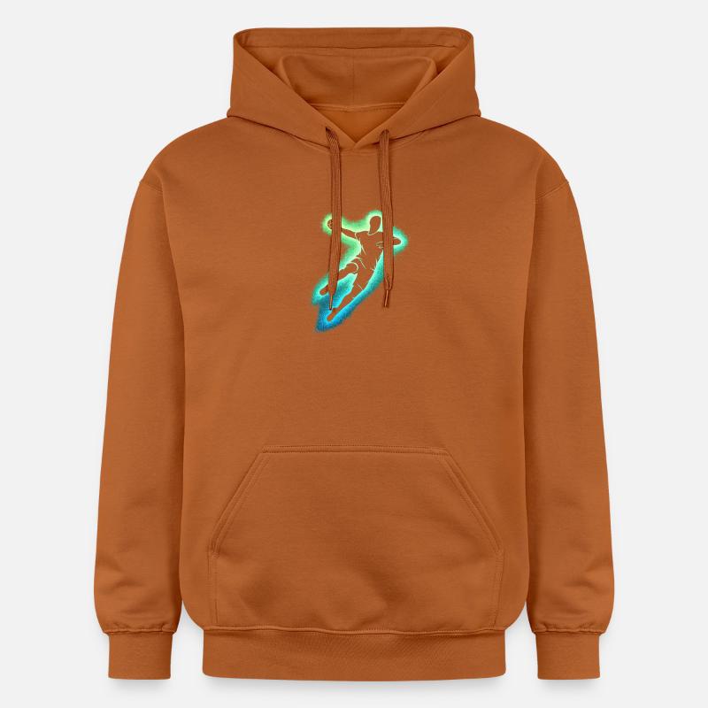 Silhouette de saut néon de handball - Sweat à capuche Softstyle® Gildan Unisexe - Athletic Orange