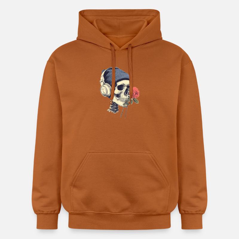 Crâne avec casque et rose - Sweat à capuche Softstyle® Gildan Unisexe - Athletic Orange