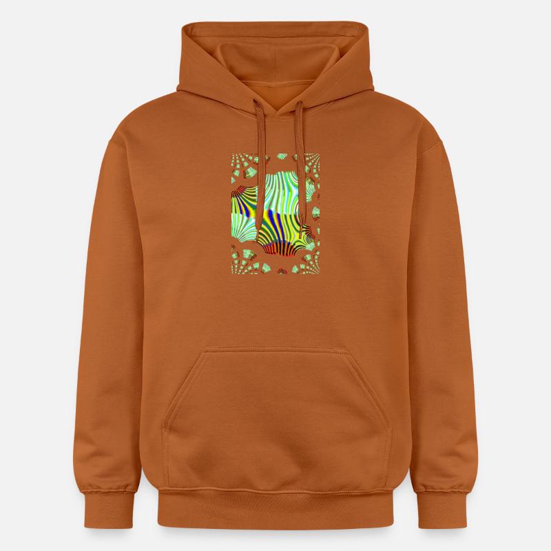Psychedelic Neon Waves Pattern - Gildan Unisex Softstyle® Midweight Hoodie - Athletic Orange