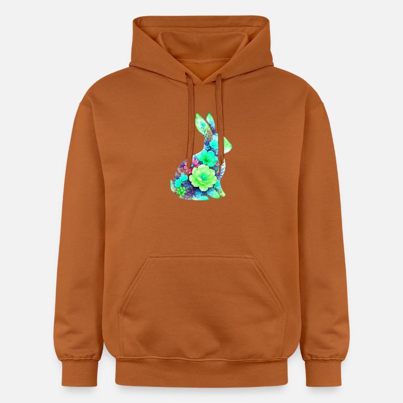 Fleurs aquarelles de lapin à Pâques - Sweat à capuche Softstyle® Gildan Unisexe - Athletic Orange