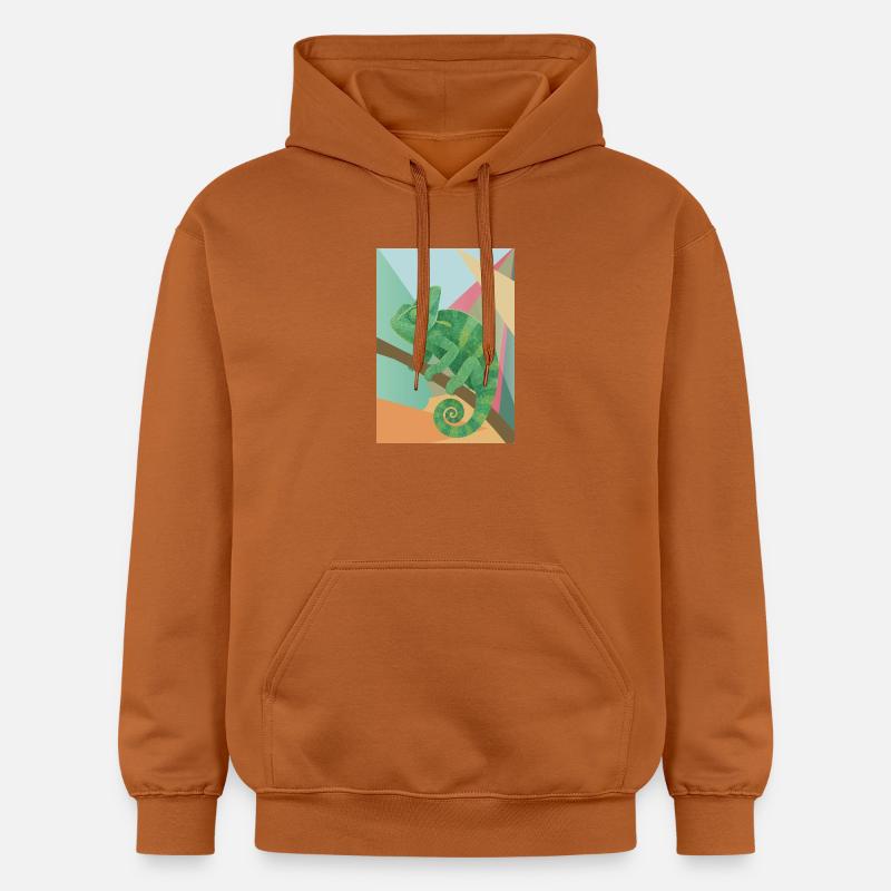 Style géométrique du Caméléon Vert - Sweat à capuche Softstyle® Gildan Unisexe - Athletic Orange