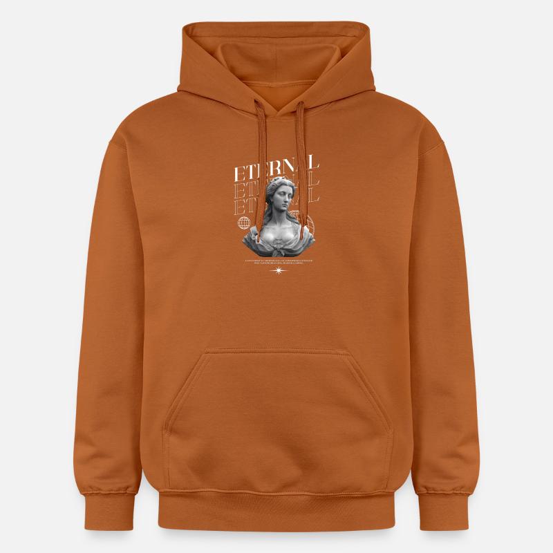 Bonté éternelle : Statue, collage globe - Sweat à capuche Softstyle® Gildan Unisexe - Athletic Orange